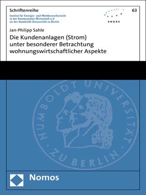 cover image of Die Kundenanlagen (Strom) unter besonderer Betrachtung wohnungswirtschaftlicher Aspekte